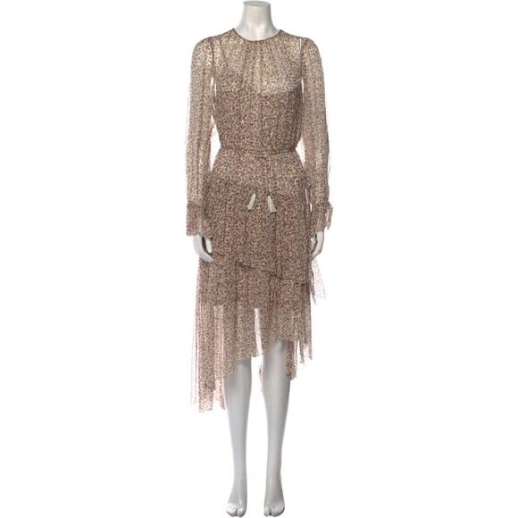 $1150 ZIMMERMANN Silk Long Dress AU 2 / US 8 brown - Picture 6 of 9